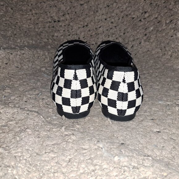VIVAIA-Margot 2.0-Square Toe-Black Ivory Checkerboard Flats-Knit-Sz 43-Near Mint - Picture 6 of 8